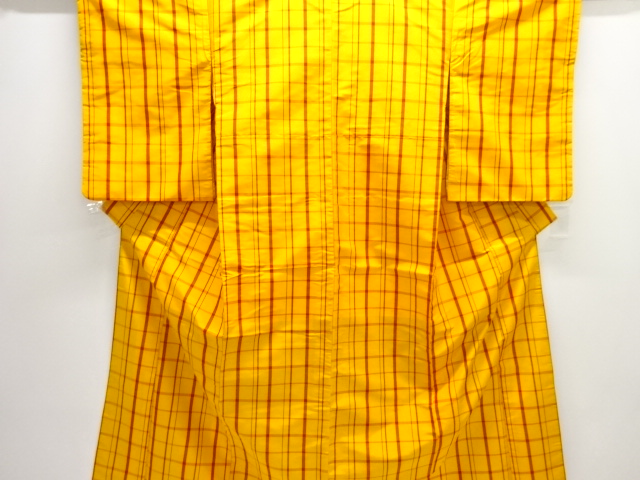 JAPANESE KIMONO / ENSEMBLE KIMONO / SILK / YONEZAWA TSUMUGI / WOVEN GRID